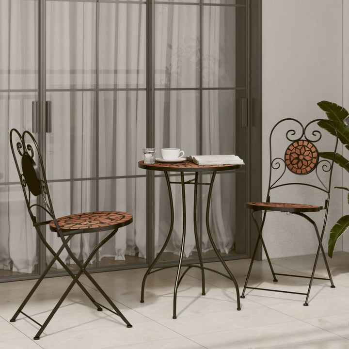 bistrobord med mosaikdesign Ø50x70 cm keramisk terrakottafarvet