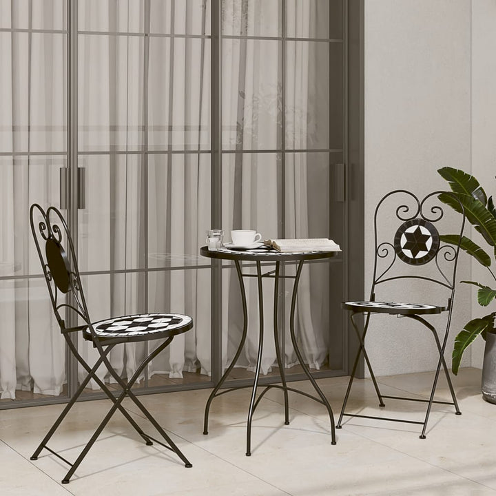 bistrobord med mosaikdesign Ø50x70 cm keramisk sort og hvid