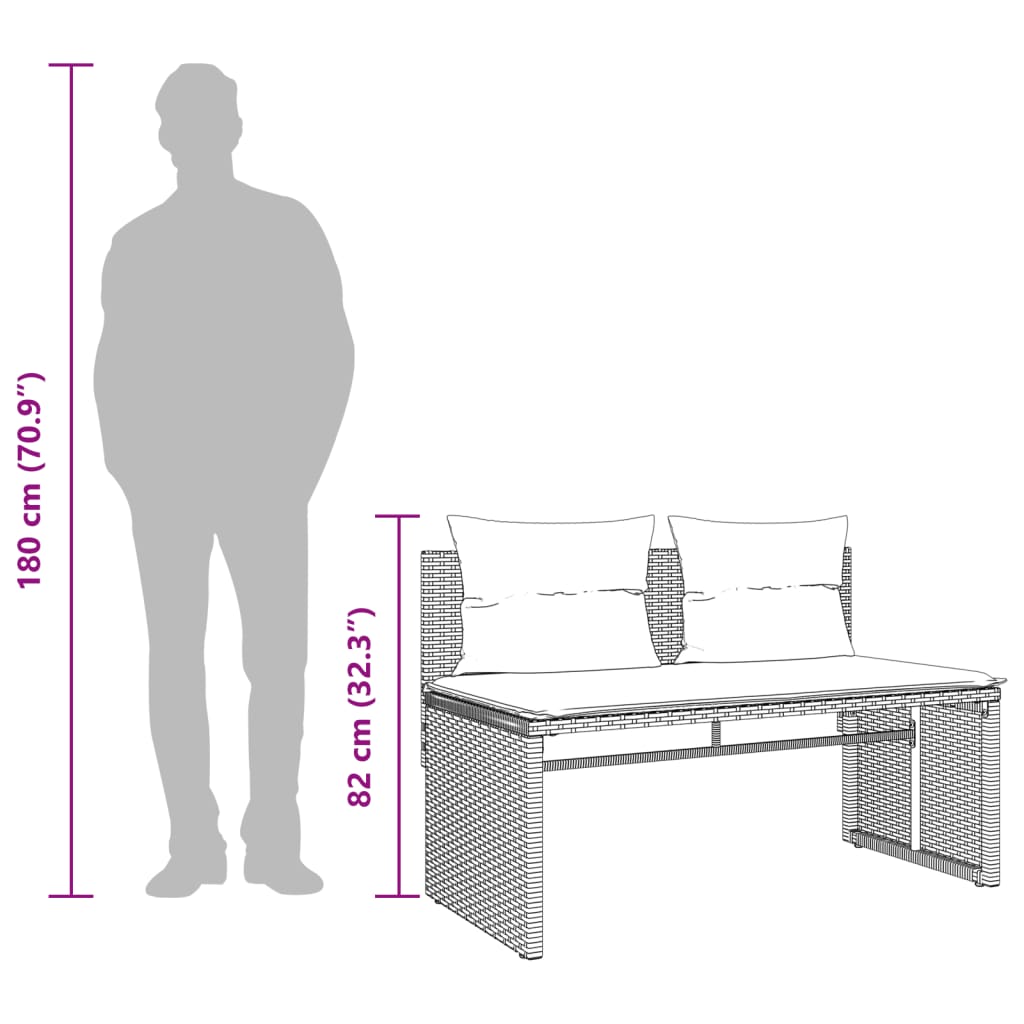 sofasæt til haven 4 dele med hynder polyrattan sort