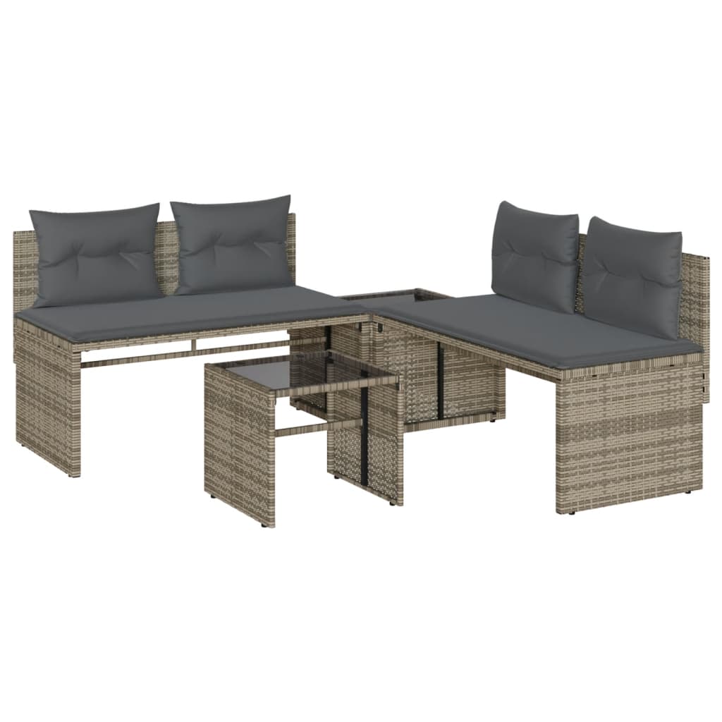 sofasæt til haven 4 dele med hynder polyrattan grå