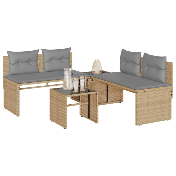 sofasæt til haven 4 dele med hynder polyrattan beige