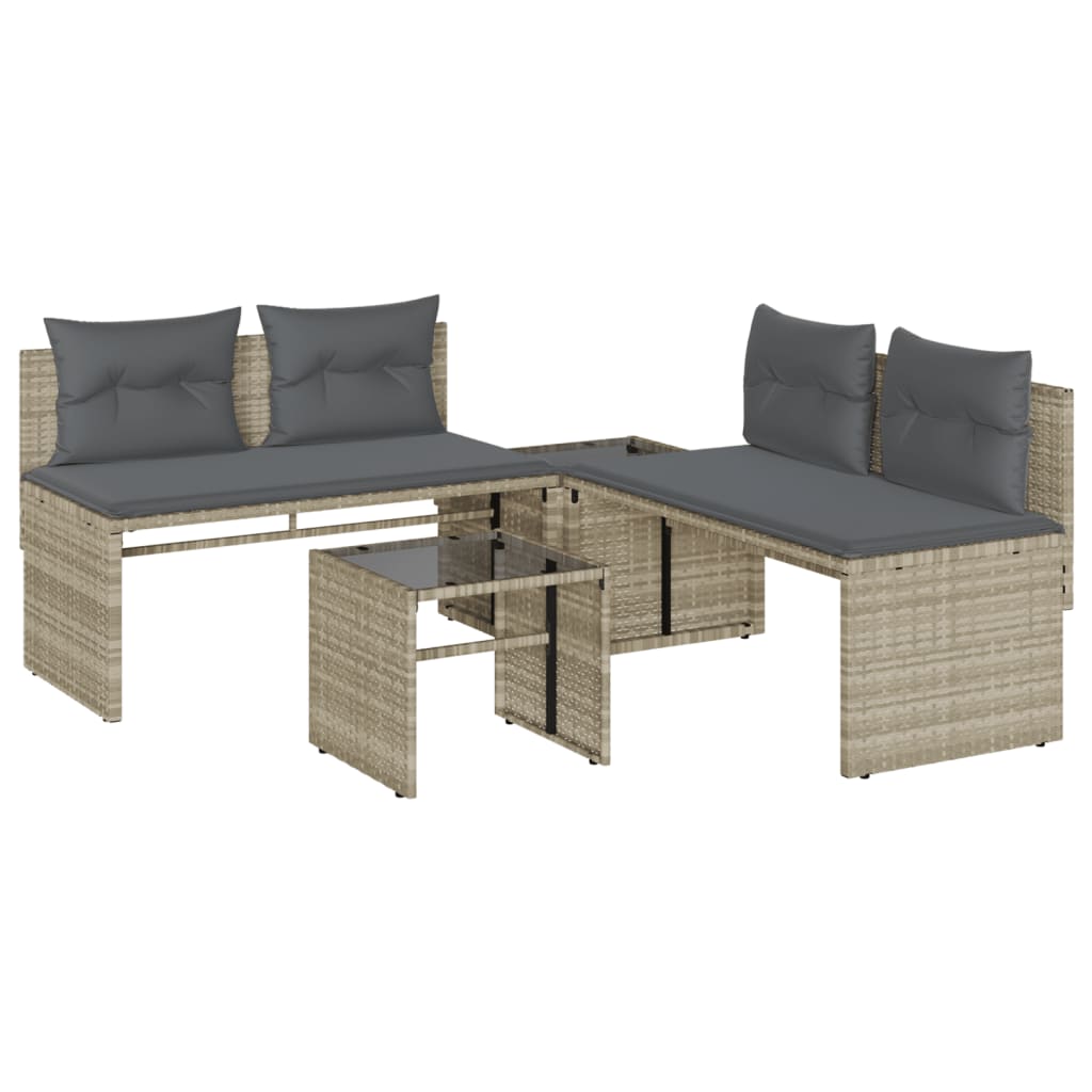 sofasæt til haven 4 dele med hynder polyrattan lysegrå