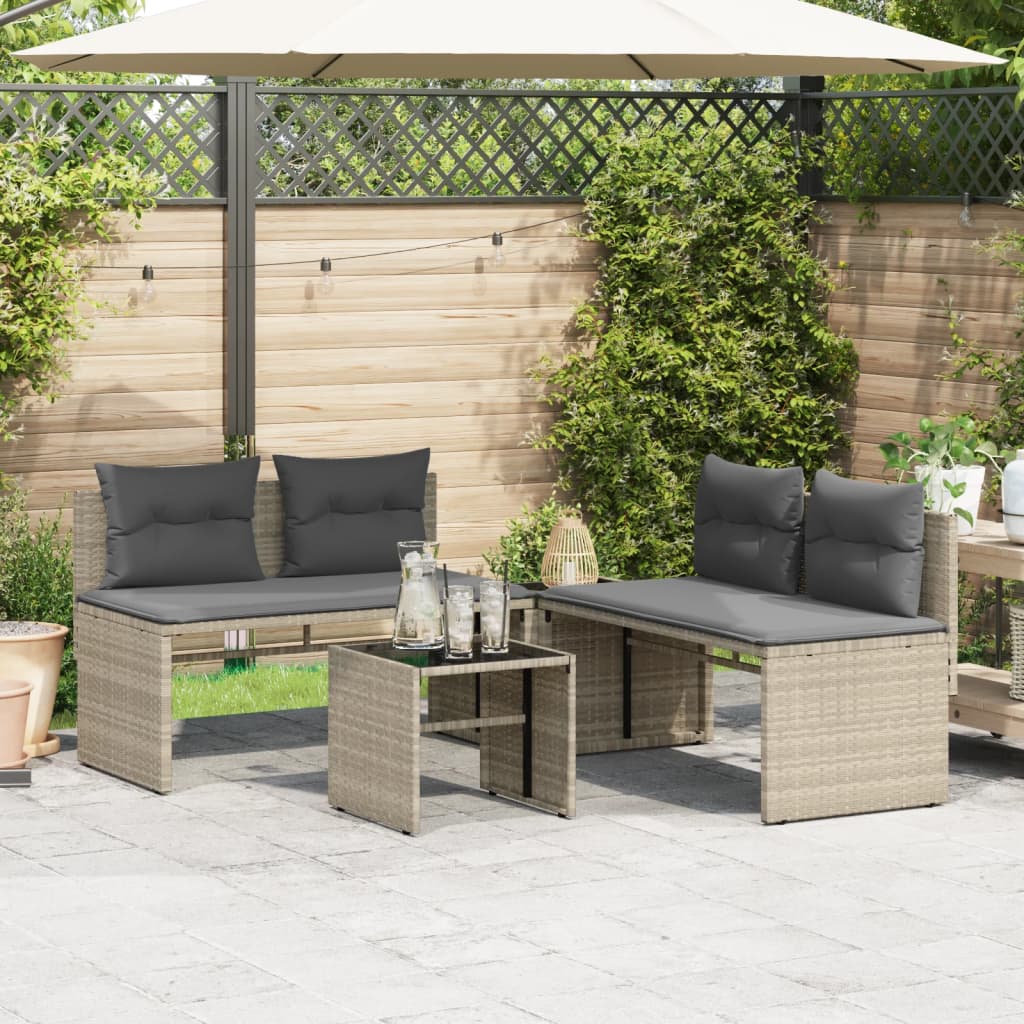 sofasæt til haven 4 dele med hynder polyrattan lysegrå