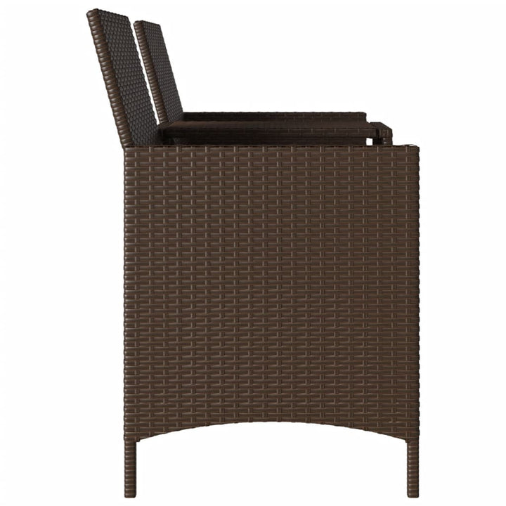 2-personers havesofa med bord og hynder polyrattan brun
