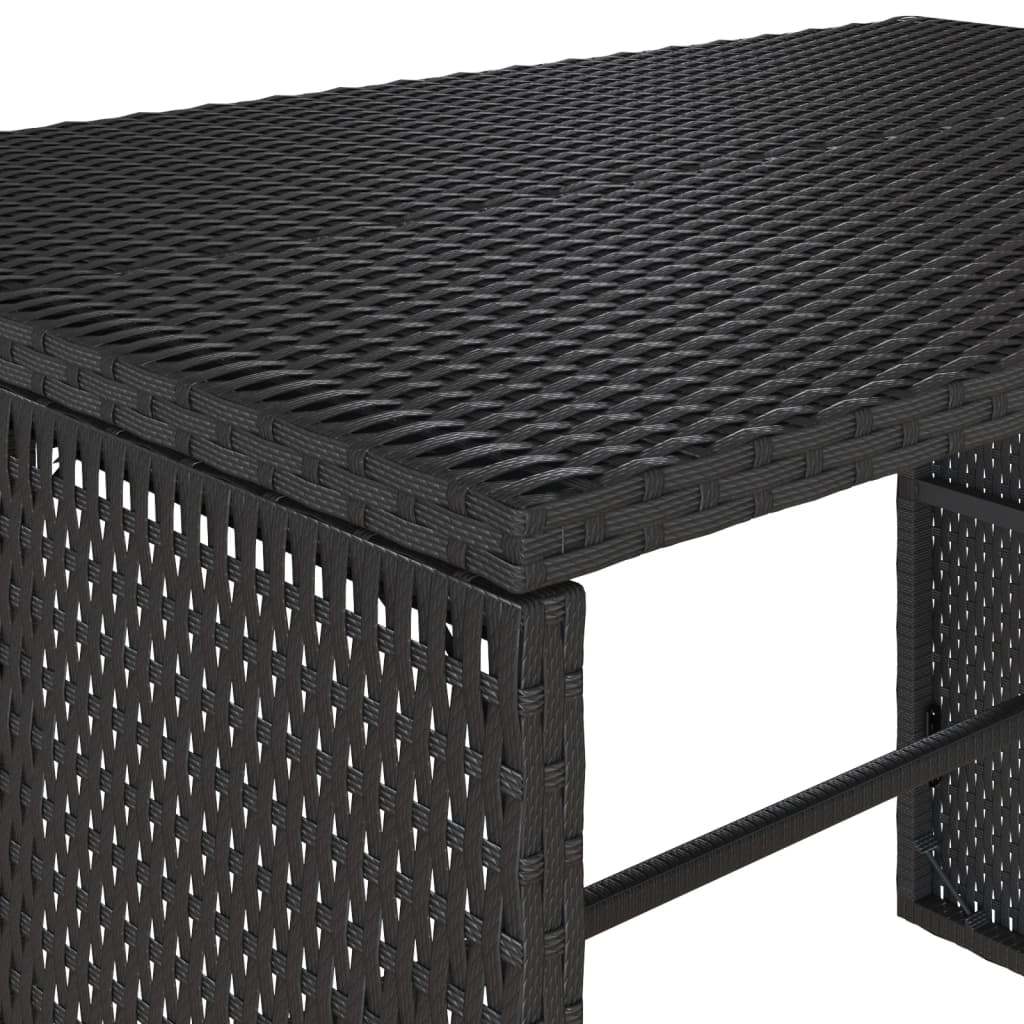 spisebordssæt til haven 3 dele med hynder polyrattan sort