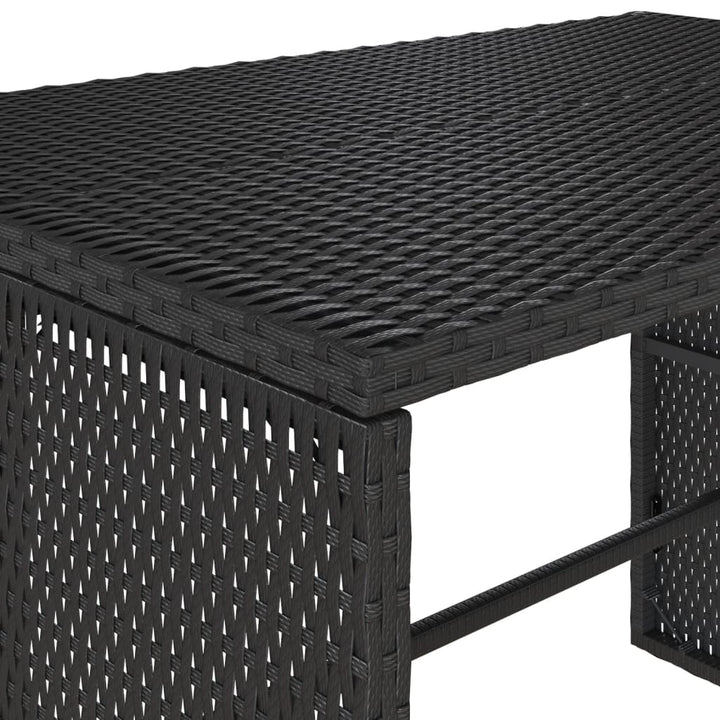 spisebordssæt til haven 3 dele med hynder polyrattan sort