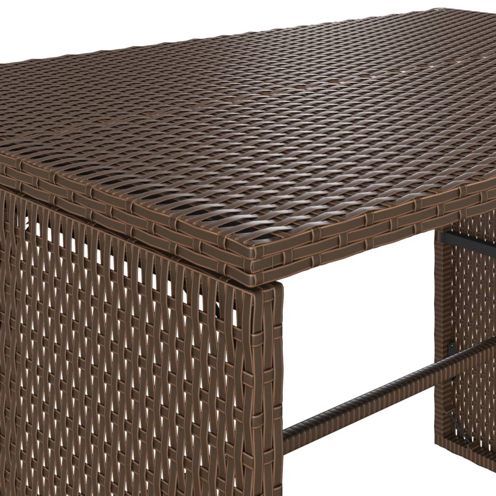 spisebordssæt til haven 3 dele med hynder polyrattan brun