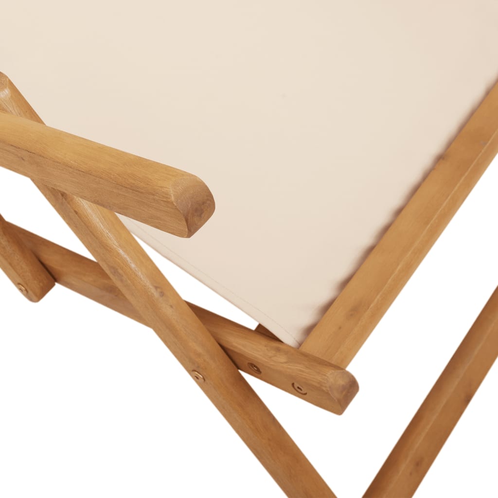 strandstol foldbar massivt eukalyptustræ og stof beige