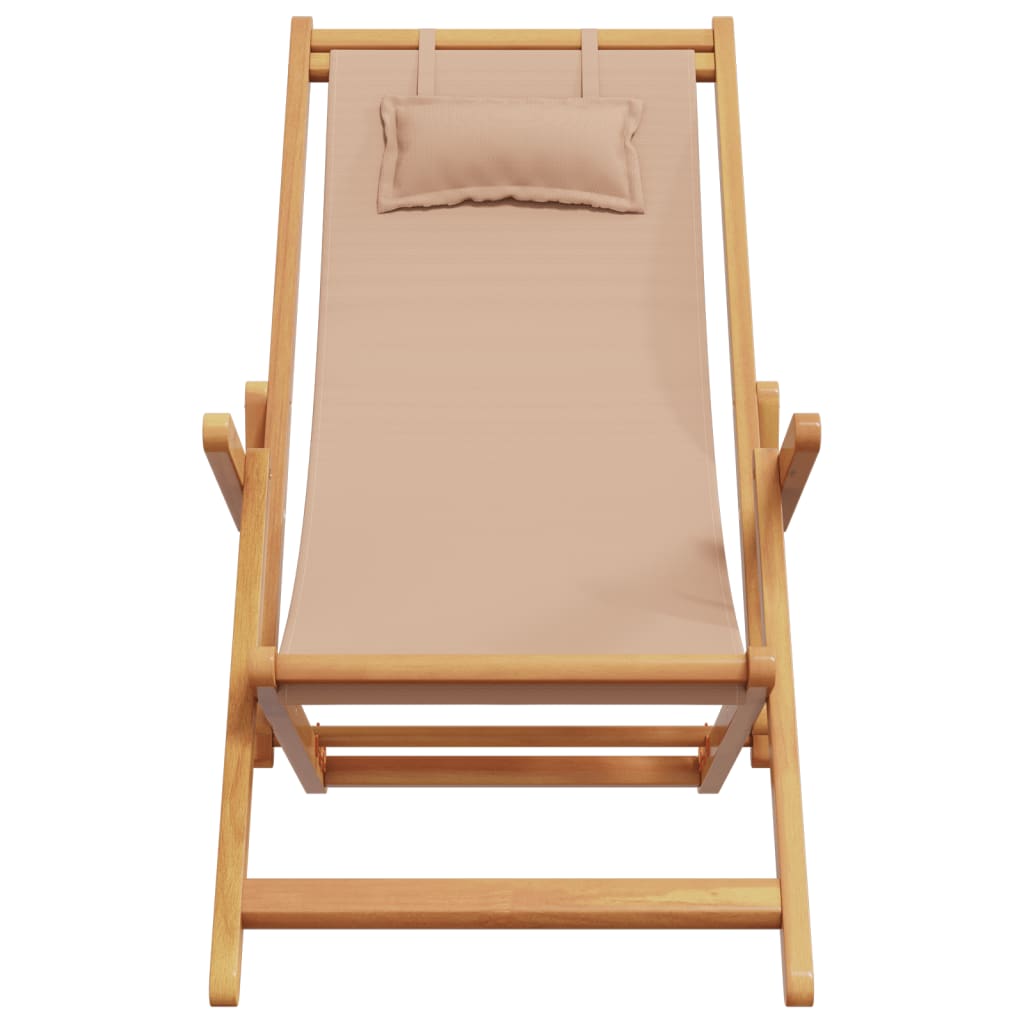 strandstol foldbar massivt eukalyptustræ og stof gråbrun
