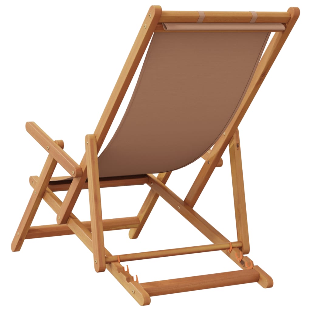 strandstol foldbar massivt eukalyptustræ og stof gråbrun