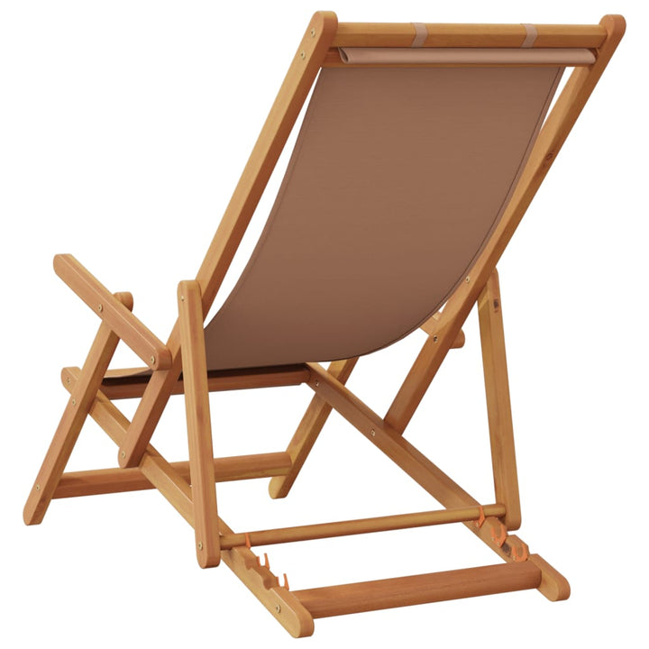 strandstol foldbar massivt eukalyptustræ og stof gråbrun