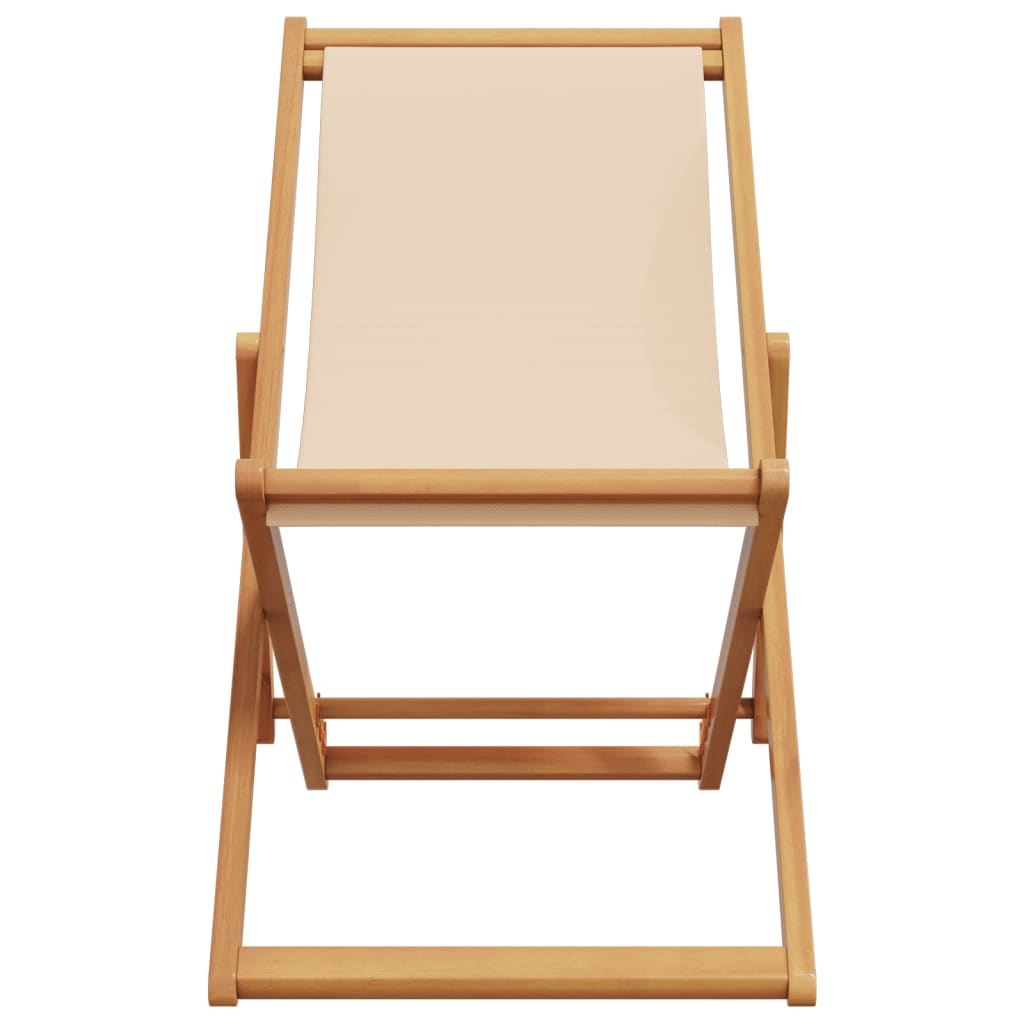 strandstol foldbar massivt eukalyptustræ og stof beige