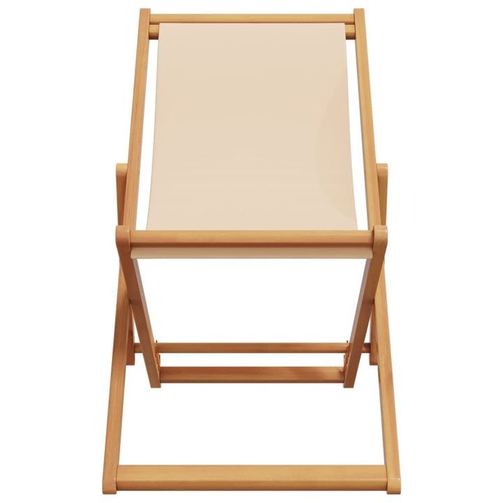 strandstol foldbar massivt eukalyptustræ og stof beige