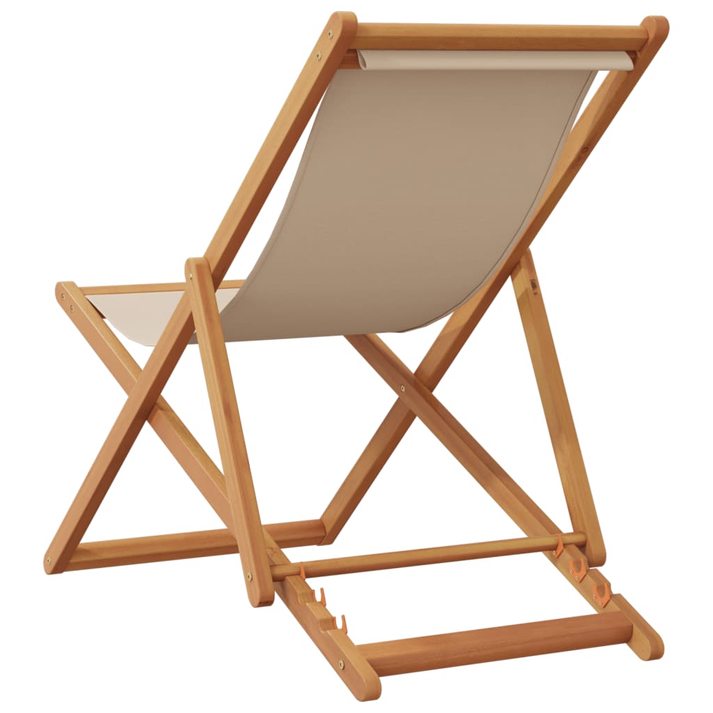 strandstol foldbar massivt eukalyptustræ og stof beige