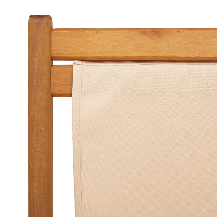 strandstol foldbar massivt eukalyptustræ og stof beige