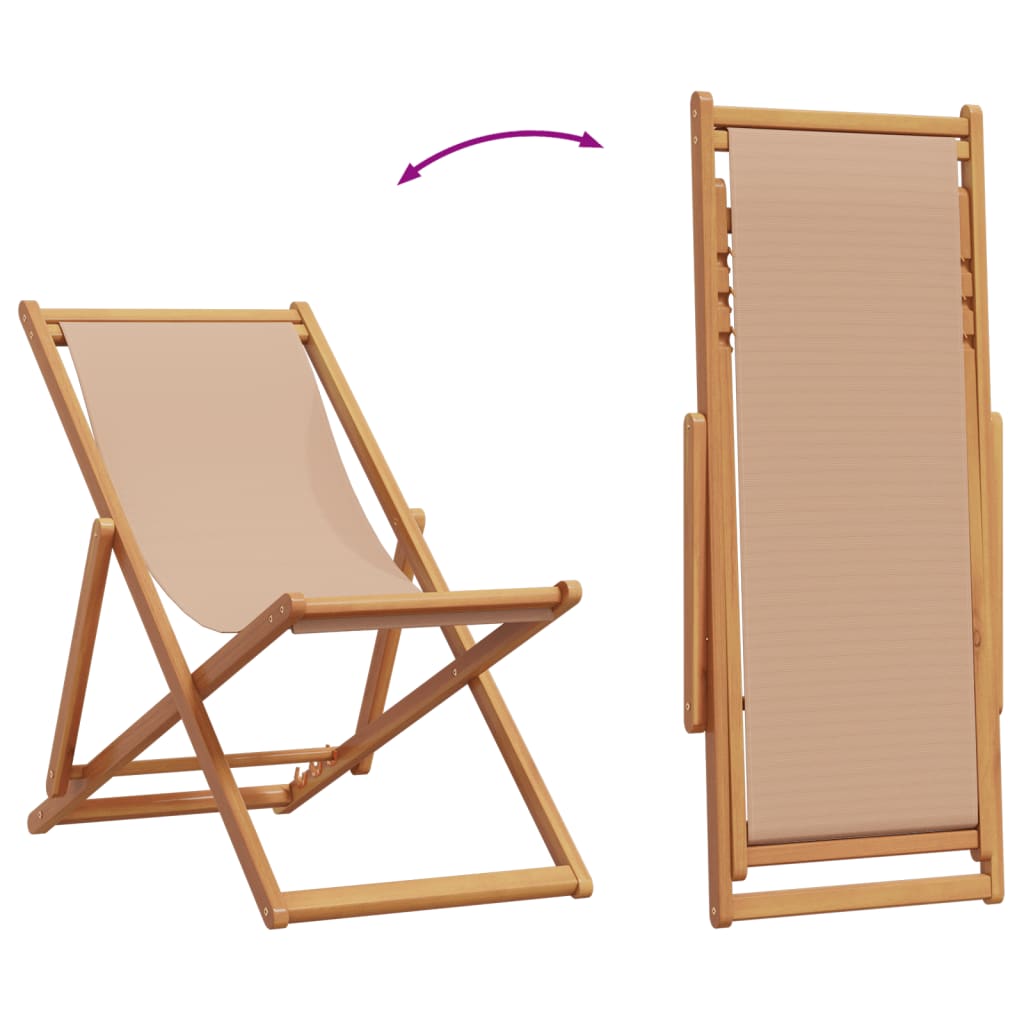 strandstol foldbar massivt eukalyptustræ og stof gråbrun