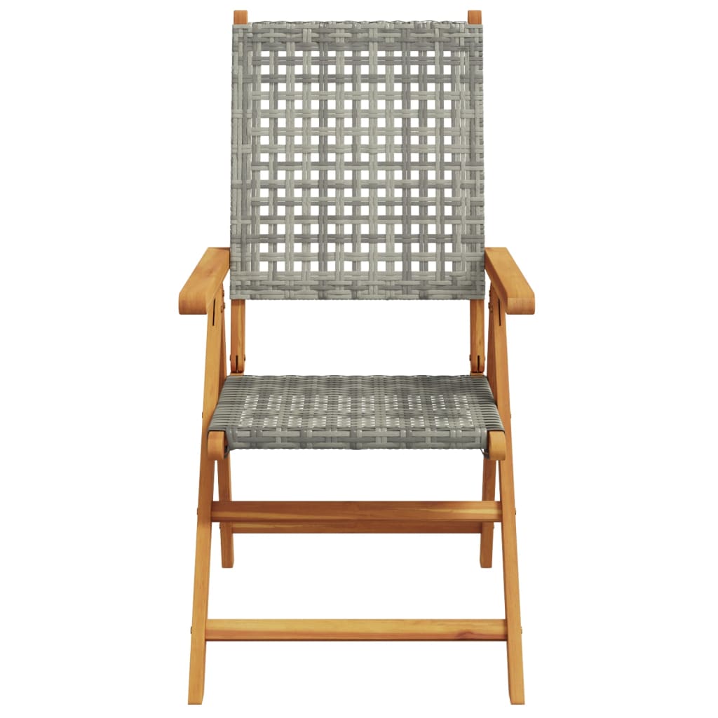havestole 2 stk. massivt akacietræ og polyrattan grå