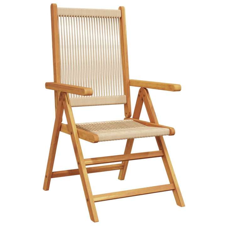 havestole 2 stk. massivt akacietræ og polypropylen beige