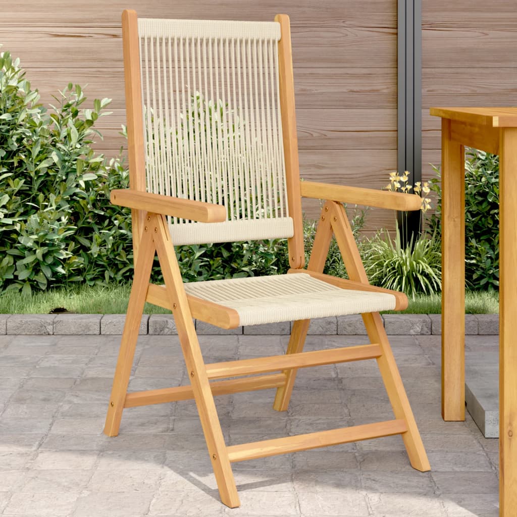 Klapstole 2 stk. beige massivt træ akacie og polypropylen