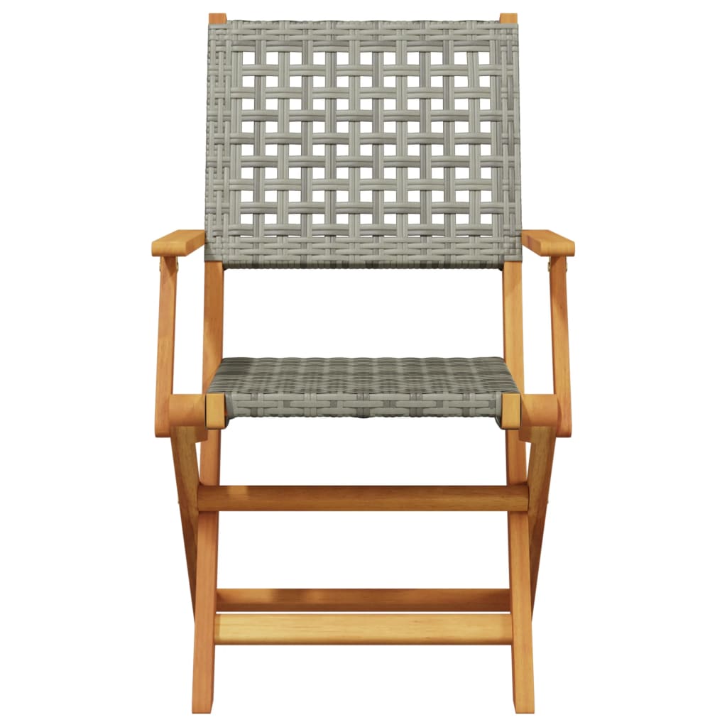 havestole 2 stk. massivt akacietræ og polyrattan grå