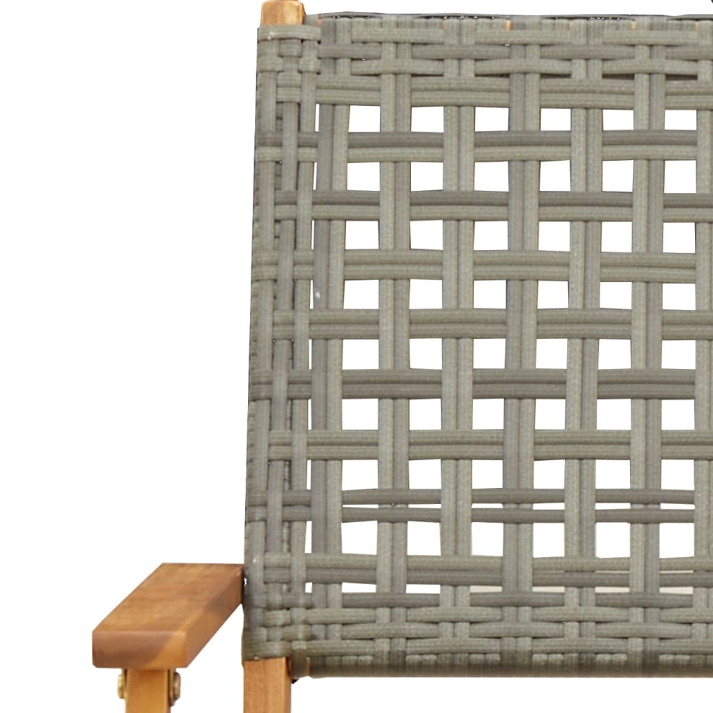 havestole 2 stk. massivt akacietræ og polyrattan grå