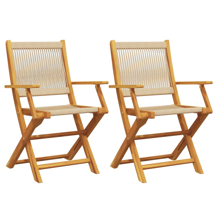 havestole 2 stk. massivt akacietræ og polypropylen beige