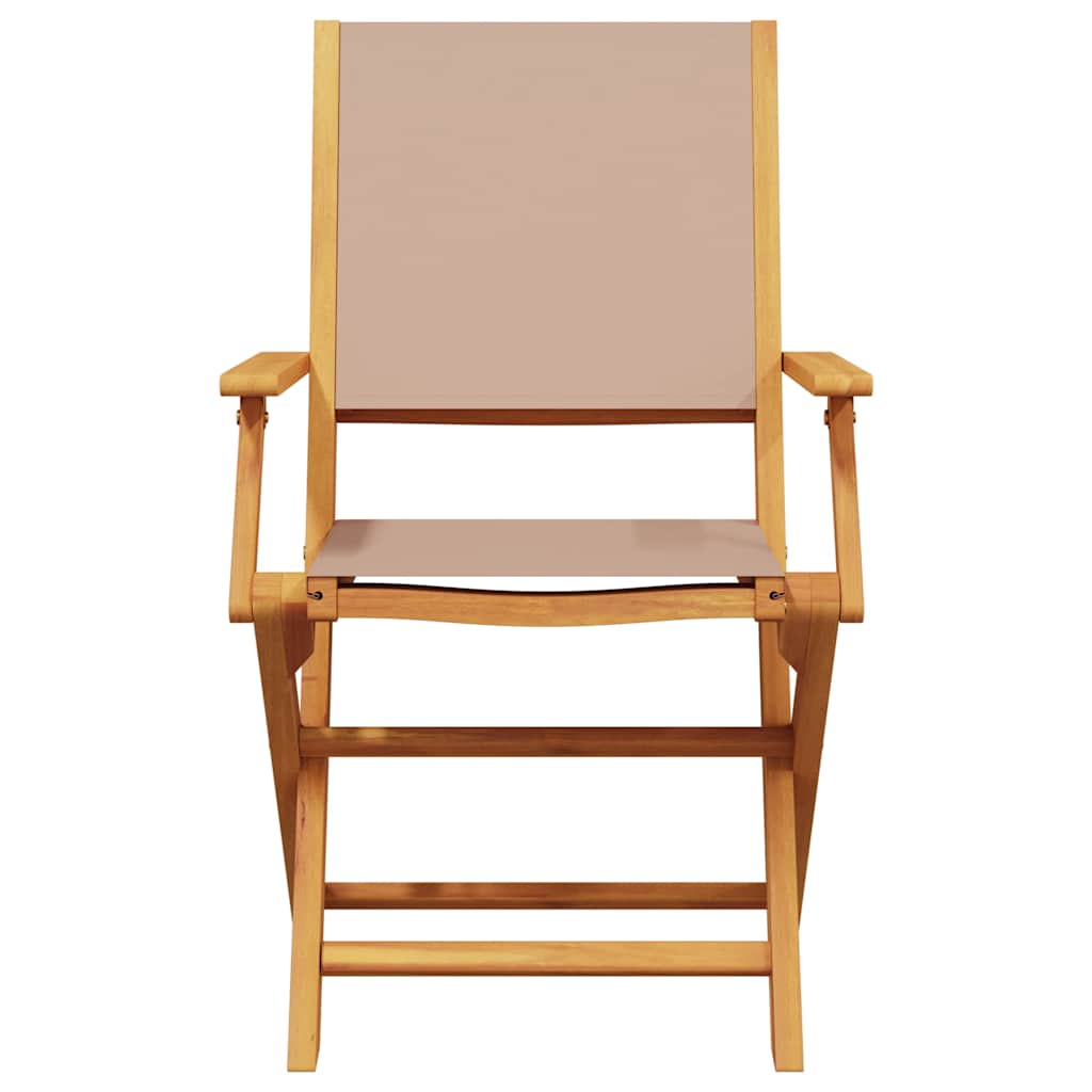 Klapstole 2 stk. taupe massivt træ akacie og stof