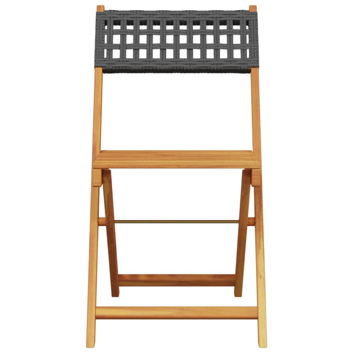 Klapstole 2 stk. sort massivt træ akacie og polyrattan