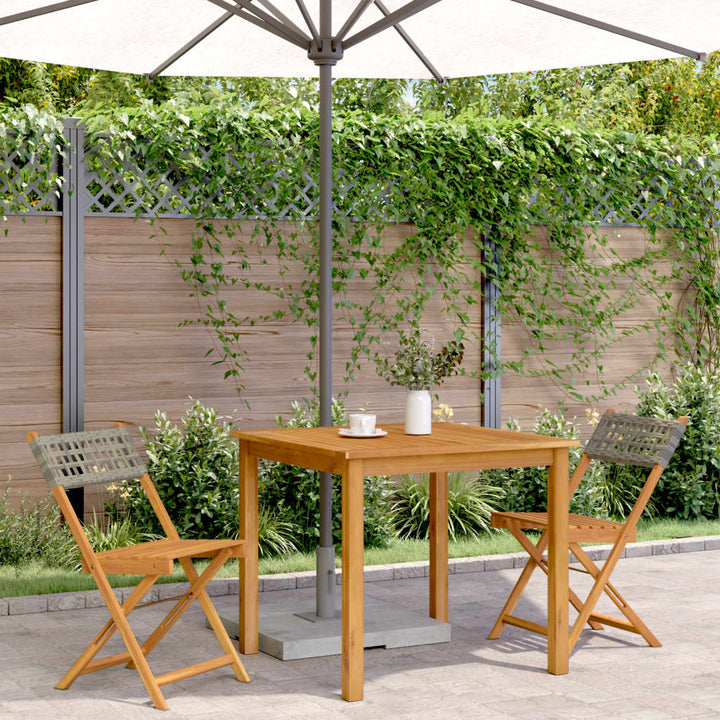 bistrostole 2 stk. massivt akacietræ og polyrattan grå
