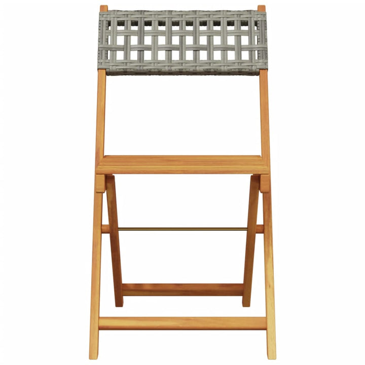 bistrostole 2 stk. massivt akacietræ og polyrattan grå