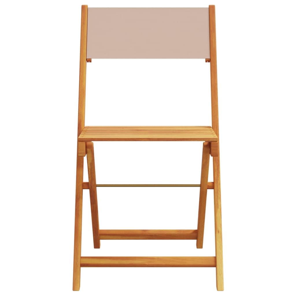 Klapstole 2 stk. taupe massivt træ akacie og stof