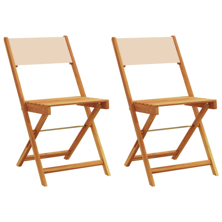 Klapstole 2 stk. beige massivt træ akacie og stof
