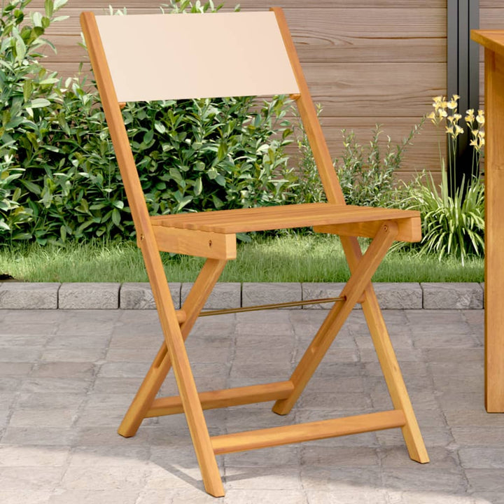 bistrostole 2 stk. massivt akacietræ og stof beige