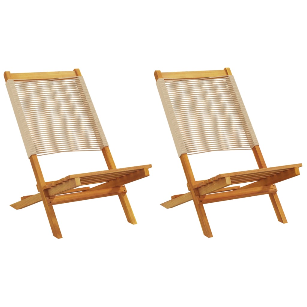 havestole 2 stk. massivt akacietræ og polypropylen beige