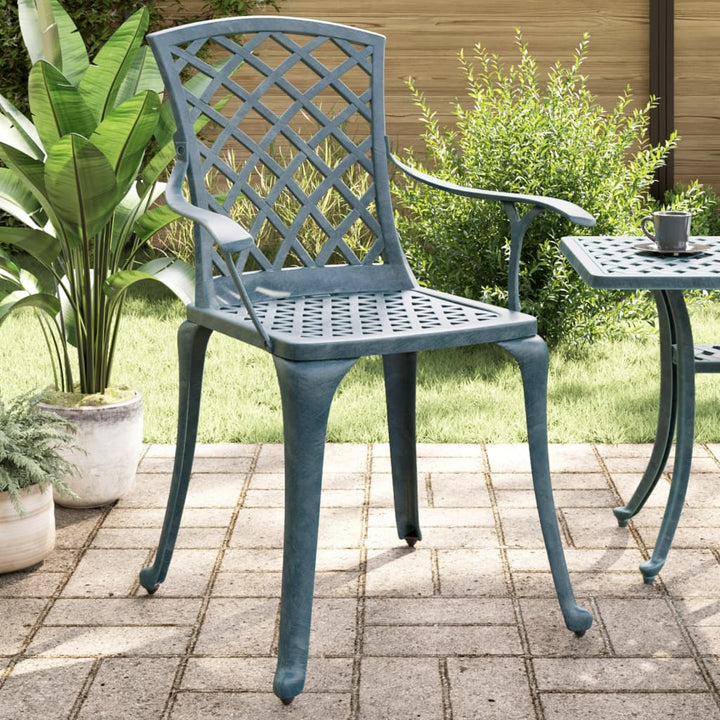 havestole 2 stk. støbt aluminium grøn