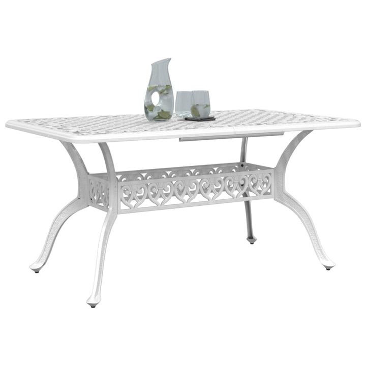 havebord 150x90x72 cm støbt aluminium hvid