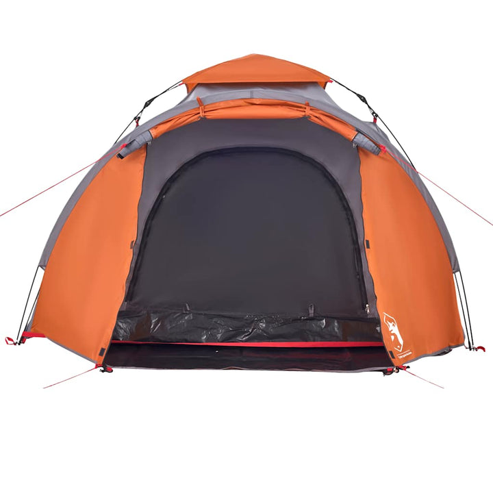 3-personers campingtelt kuppel quick-release grå og orange