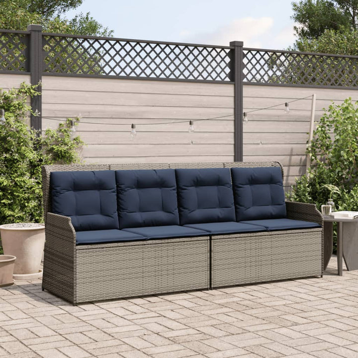 hvilebænk med hynder grå polyrattan