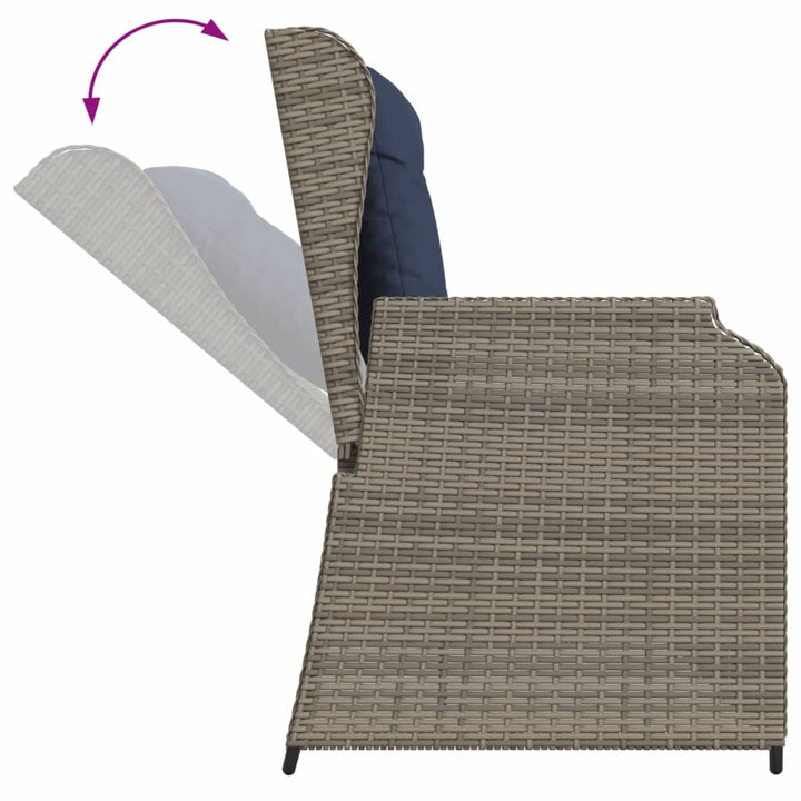hvilebænk med hynder grå polyrattan
