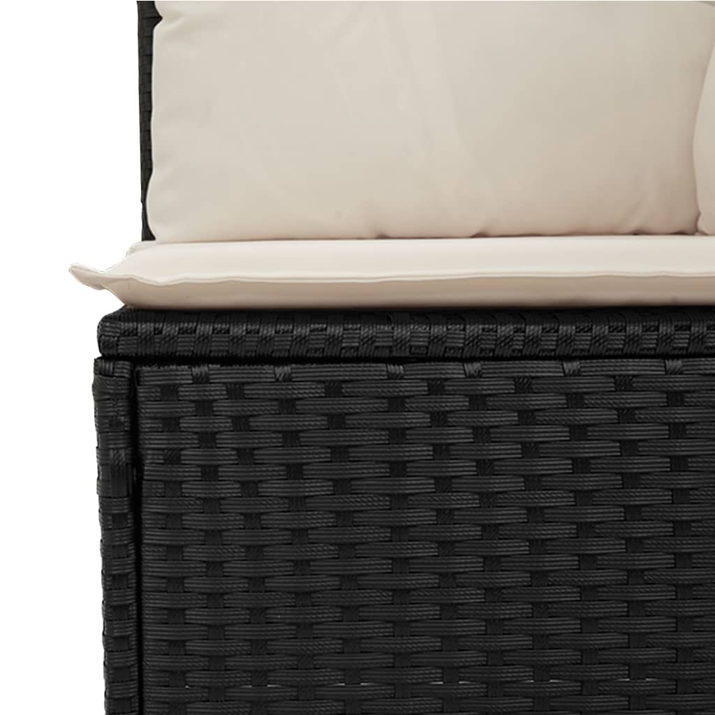 havestol med lænefunktion og hynder polyrattan sort