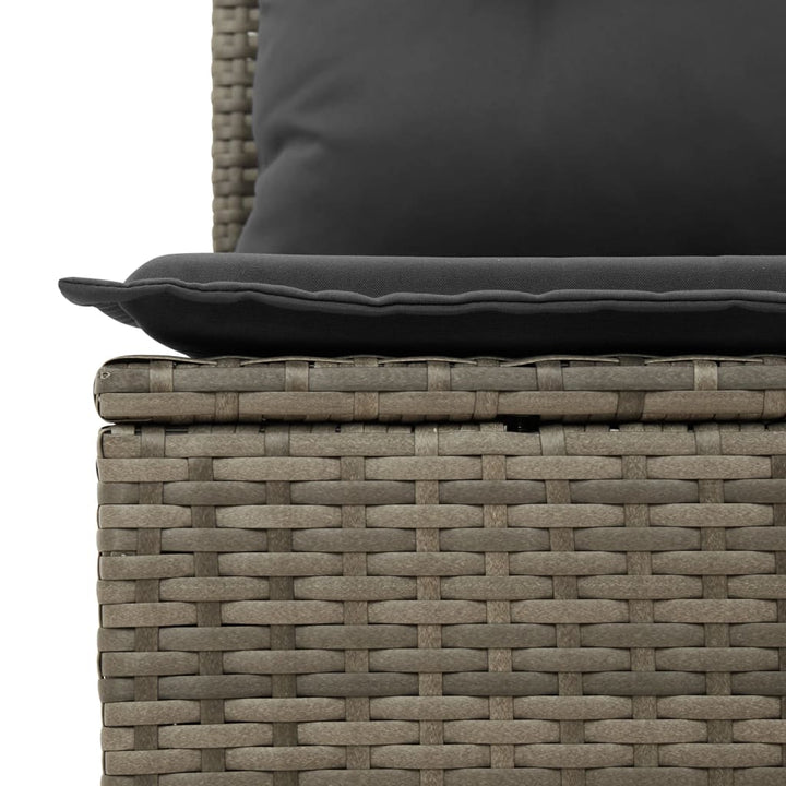 loungestol med hynder og lænefunktion polyrattan grå