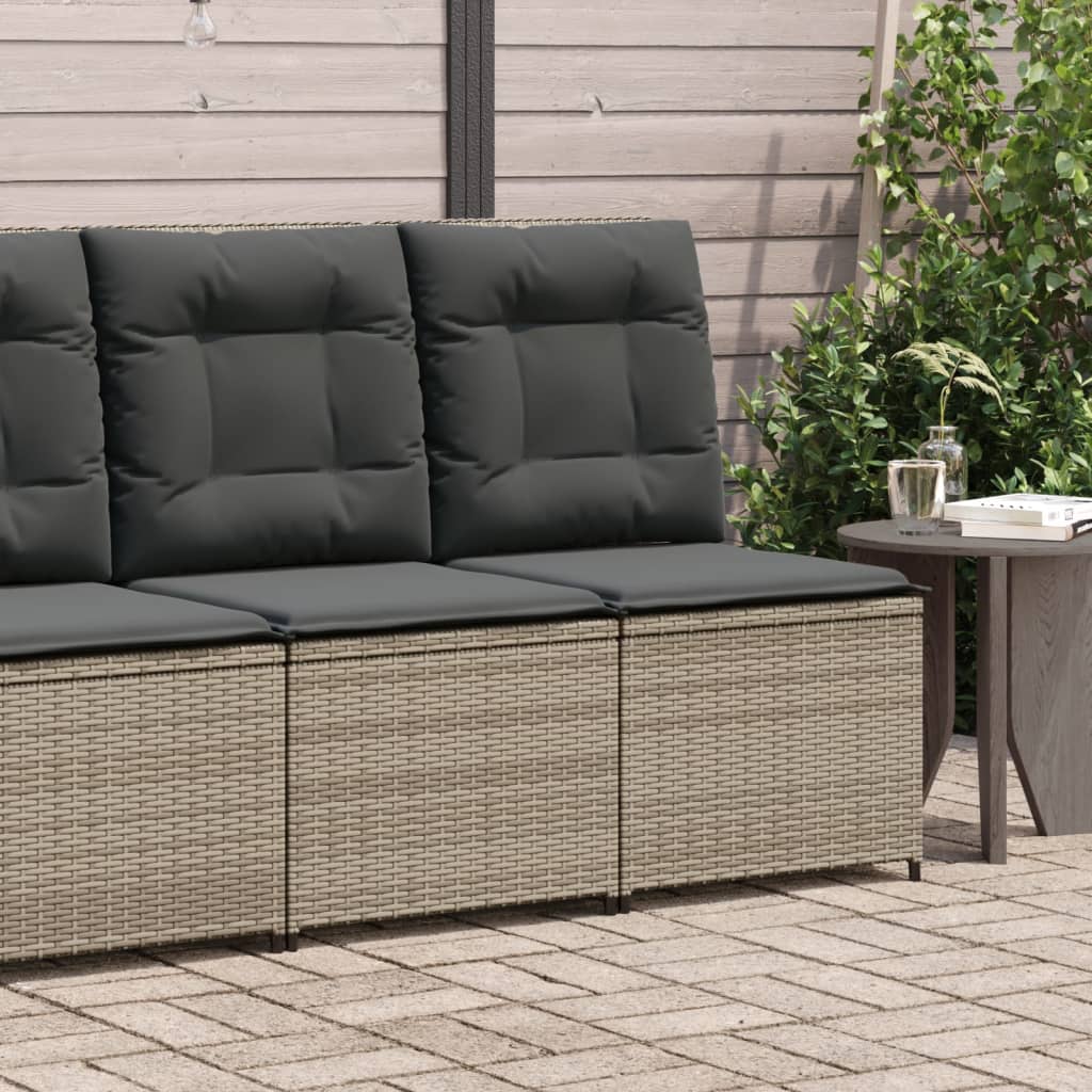 loungestol med hynder og lænefunktion polyrattan grå