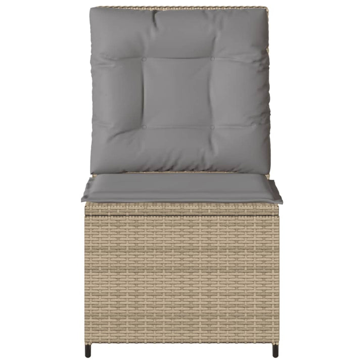 loungestol med hynder og lænefunktion polyrattan beige