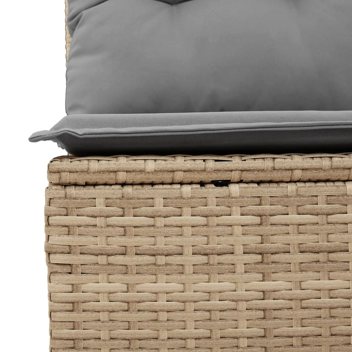 loungestol med hynder og lænefunktion polyrattan beige