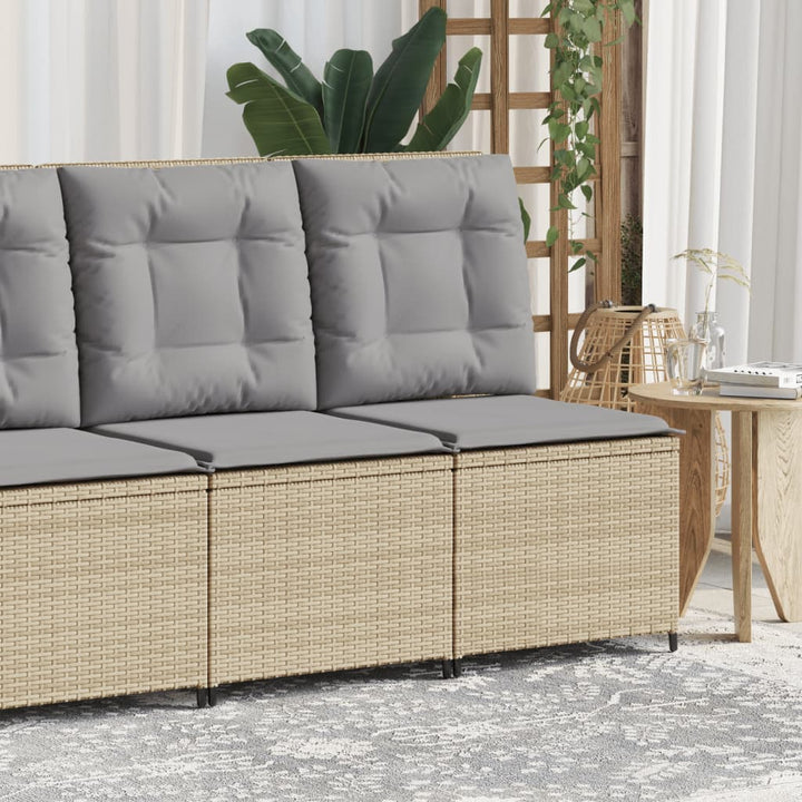 loungestol med hynder og lænefunktion polyrattan beige