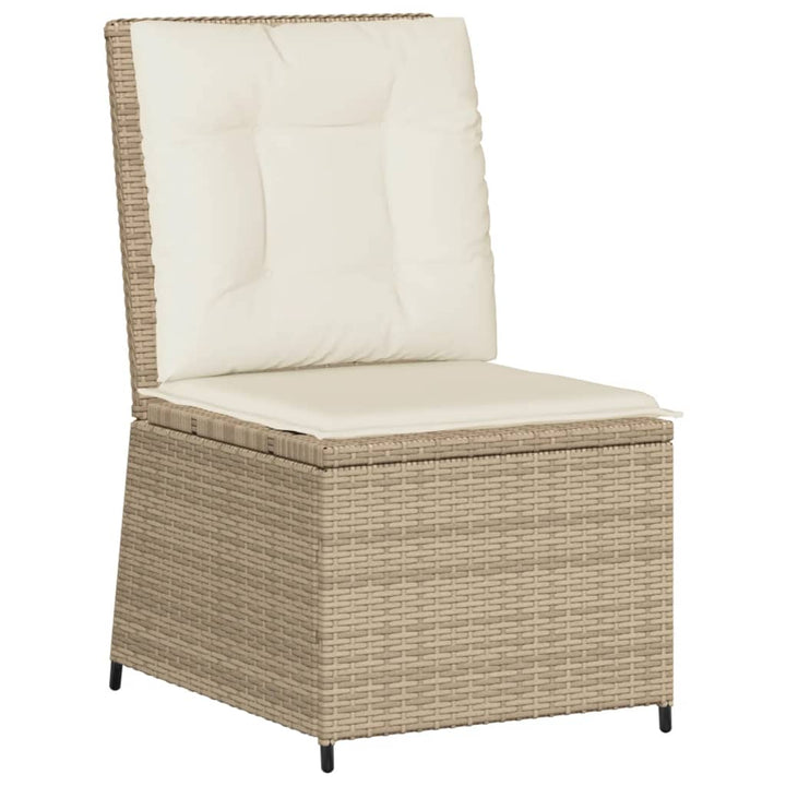 loungestol med hynder og lænefunktion polyrattan beige