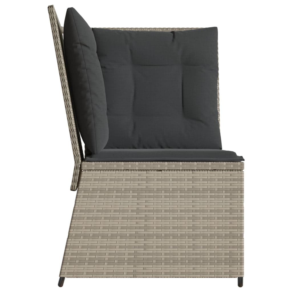 hjørnemodul til havesofa med hynder polyrattan lysegrå