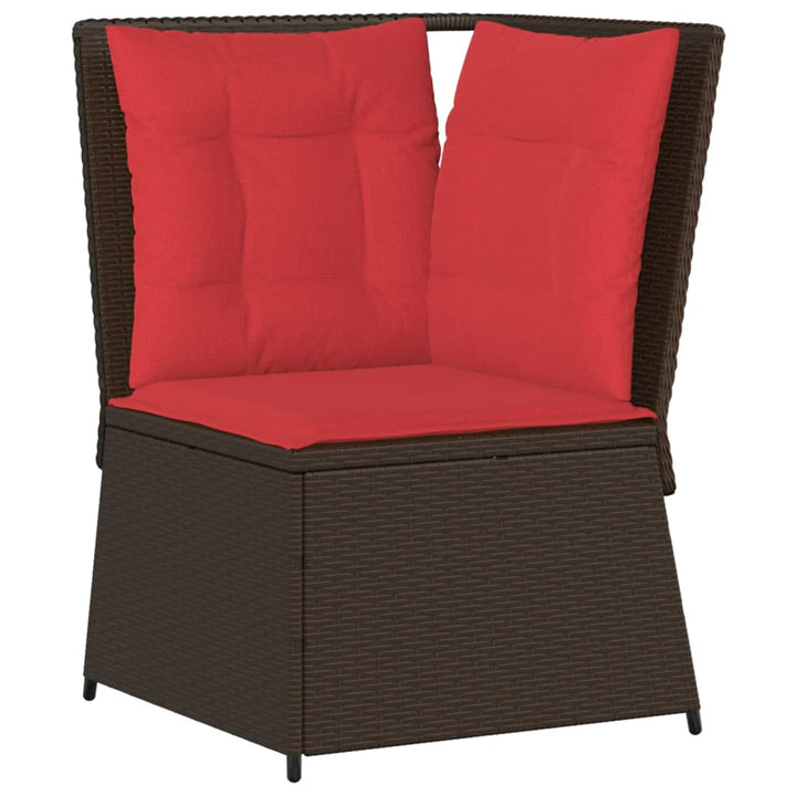 havesofa hjørne med hynder brun polyrattan