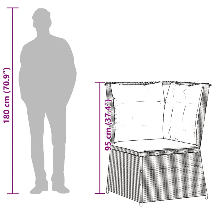 havesofa hjørne med hynder brun polyrattan