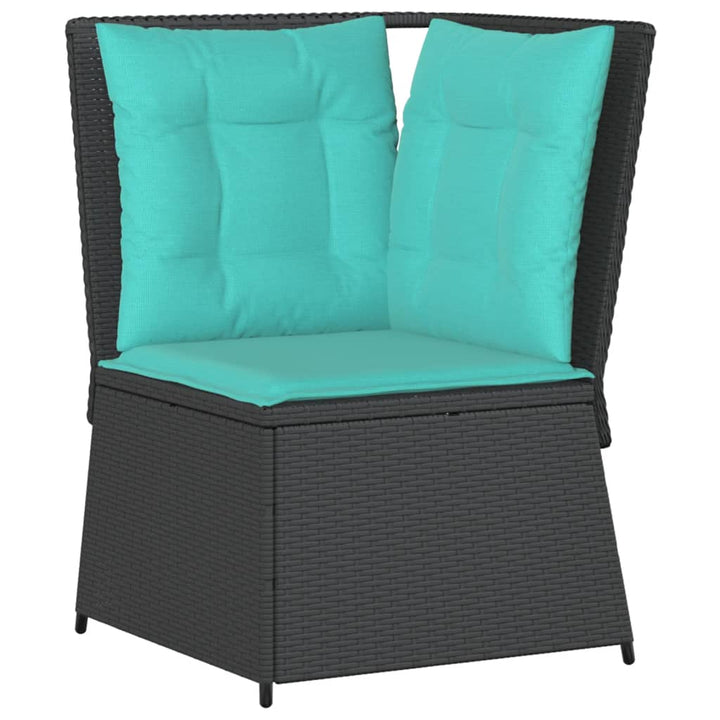 havesofahjørne med hynder sort polyrattan